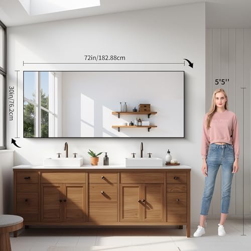 YIROMAN Bathroom Mirror 72"x30", Large Brushed Gold Bathroom Mirror - Image 5