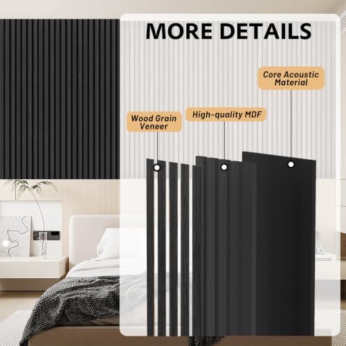 4 Pack Wood Panels for Wall, 106.3" × 11" Wood Slat Acoustic Panels for Wall - Image 4