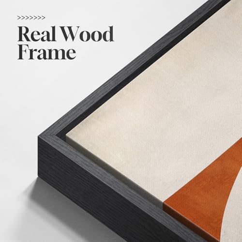 Large Framed Beige Orange Abstract Wall Art - Image 6