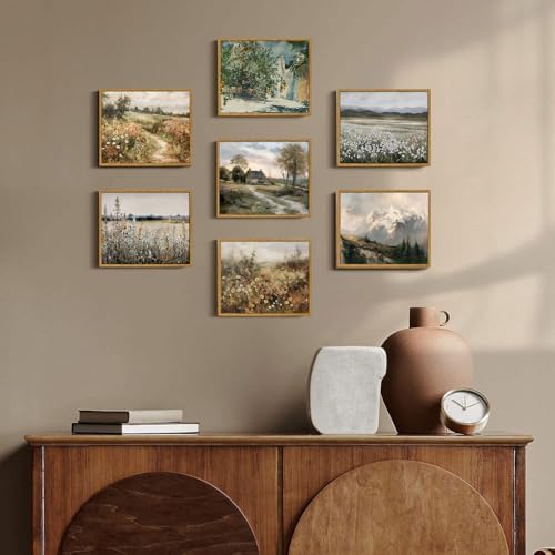 OIQArtOIQ Framed Vintage Wall Art Country Wildflower Canvas Art Paintings - Image 5