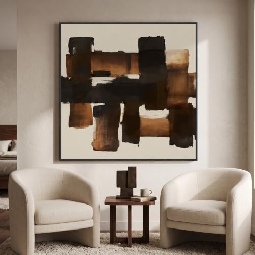 Extra Large Framed Brown Black Abstract Wall Art - Image 4