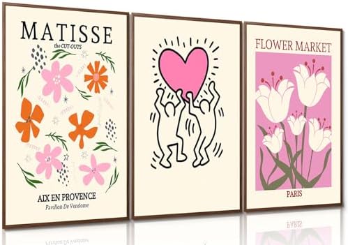Matisse Wall Art Set of 3 Henri Matisse Abstract Pink Floral Posters Print by Unknown