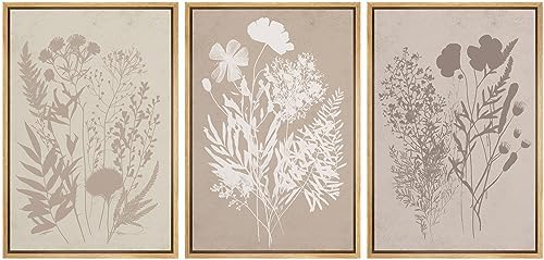 MUDECOR Framed Canvas Print Wall Art Wildflower Art Print, Floral Botanical by MUDECOR