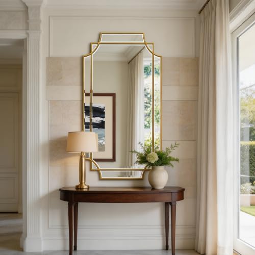 47"x24" Large Gold Rectangle Beveled Mirror by ReflectPerfectionEveryDay