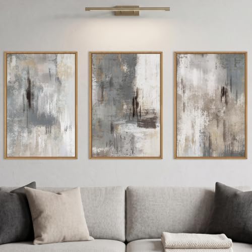 Aryroi Abstract Neutral Gray Beige Framed Canvas Wall Art Set- 24"x36"x3 by Aryroi