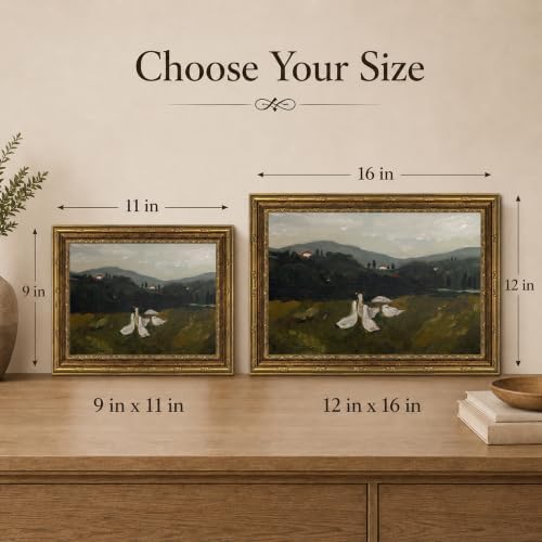 Vintage Framed Geese Meadow Farmhouse Canvas Wall Art 12x16 Inch - Image 4