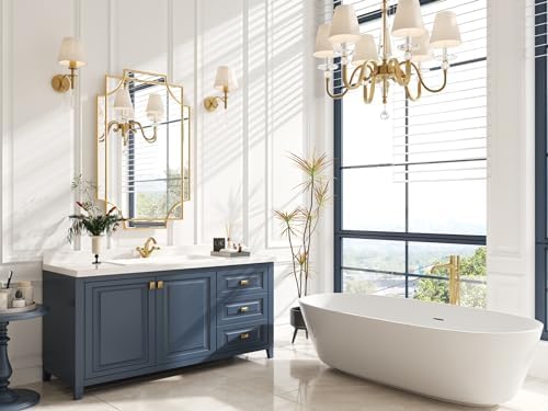 Kelly Miller 24"x36" Gold Foil Scalloped Edge Decorative Vanity Wall Mirror - Image 4