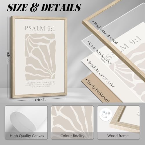 Joocrise Scripture Christian Wall Art Set of 3 Beige Bible Verses Wall Decor - Image 2