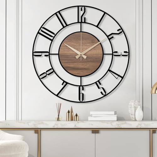 Metal Large Wall Clock, Silent Battery Operated Clocks - Image 3