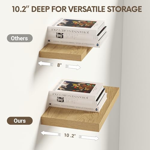 Vivelove 10x10 Inches Floating Shelves Wall Mounted Set of 2 - Image 5