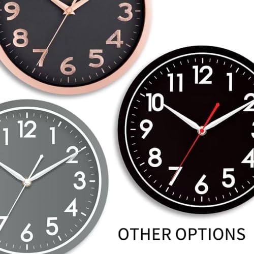 AKCISOT 10 Inch Wall Clock, Silent Battery Operated Analog Clock - Image 4