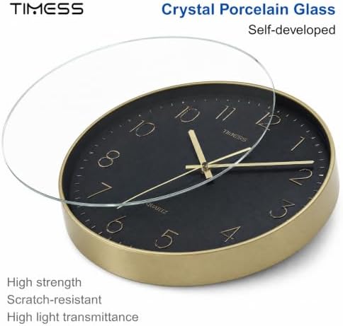 TIMESS 12 Inch Silent Wall Clock，High-Precision Analog Clock，Blck&Gold - Image 5
