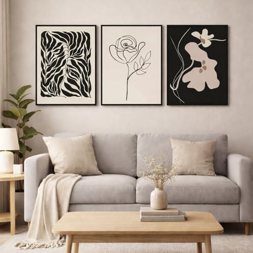 Abstract Botanical Framed Wall Art, 3 Piece Boho Line Art Set - Image 5