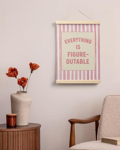 FGFK Preppy Pink Striped Everything Is Figureoutable Inspirational Framed - Image 4