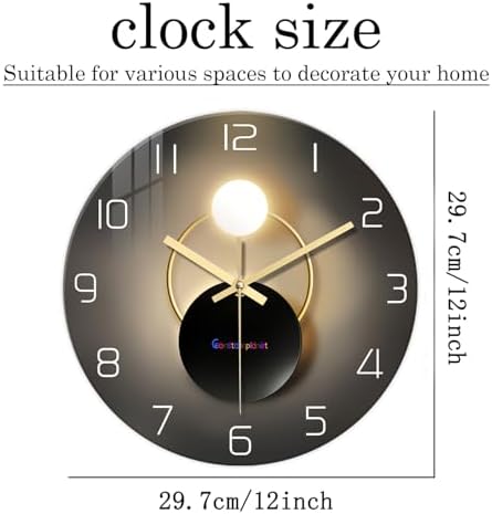 Black and Gold Glass Wall Clock 12 Inch - Image 5