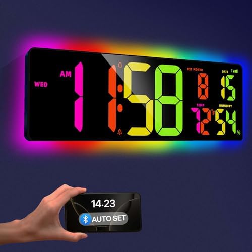 Large Digital Wall Clock 16.5", Count Down Timer, Big LED, RGB Atmosphere Lights by Unknown
