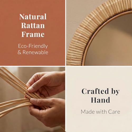 Barnyard Designs Rattan Wall Mirror Natural Honey - Image 7