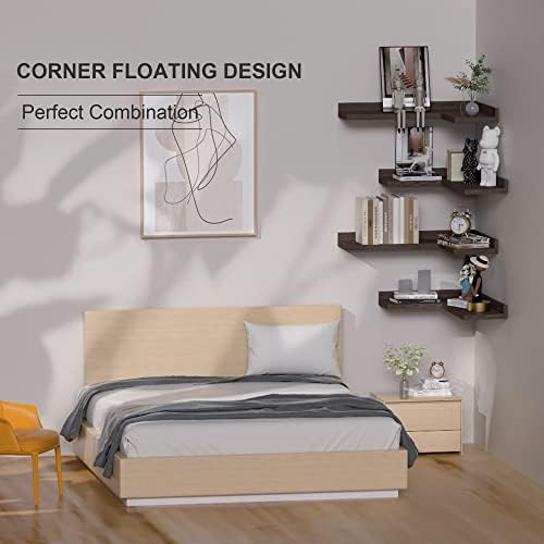 4 Tier Corner Floating Shelves Set of 4, Rustic Pine Corner Shelves - Image 4