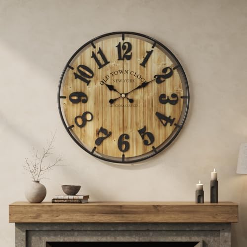 24 Inch Large Farmhouse Wall Clock by TOKCLOCKS