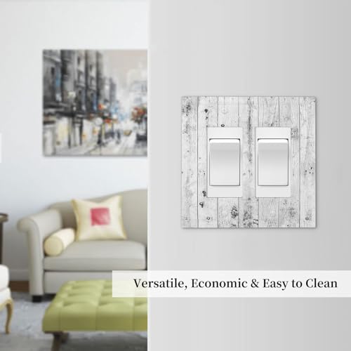 Decorative Outlet Covers Rustic White Grey Wood Grain 2 Gang Double GFCI Rocker - Image 7