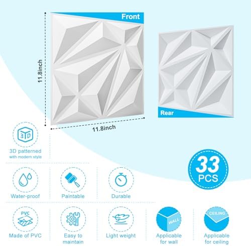 Art3d Diamond Textured 3D Wall Panels, 11.8 x 11.8 in - Image 5