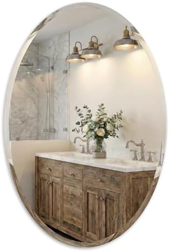 20x28 Inch Oval Frameless Bathroom Mirror by FurniXpress