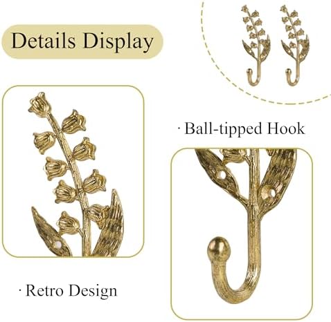 SOFFEE DESIGN 2PCS Golden Bellflower Hooks, Spring Blossom Robe Holders - Image 7