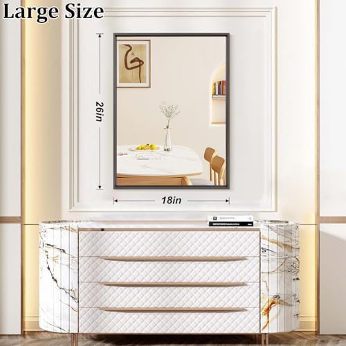 AAZZKANG Rectangular Metal Frame Mirror 26"x18" Retro Bathroom Bedroom Wall - Image 2
