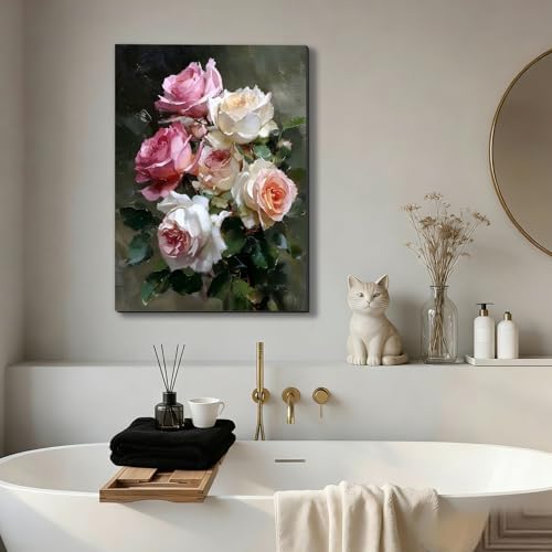 ZERILYN Ship Next Day Romantic Pink Peony Flower Canvas Art Farmhouse Wall - Image 4