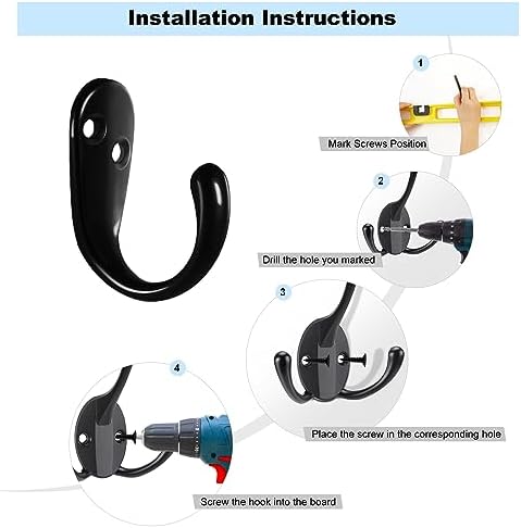Kruodop 10 Pack Wall Hooks Wall Mounted Coat Hooks - Image 3