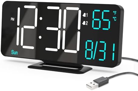 KOSUMOSU Digital Clock for Bedroom 6.7in Small Digital Alarm Clock Black by KOSUMOSUTECHNOLOGY