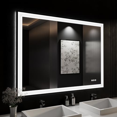 ISKM 48x38 Framed LED Bathroom Mirror, Dimmable Front & Backlit by ISKM-IStillKeepMovin