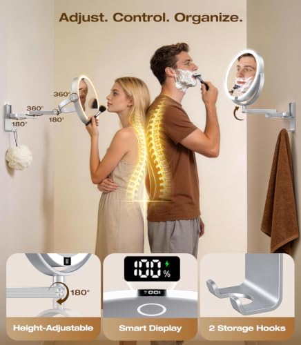 Gospire 8”Wall Mounted Lighted Makeup Mirror - Image 2