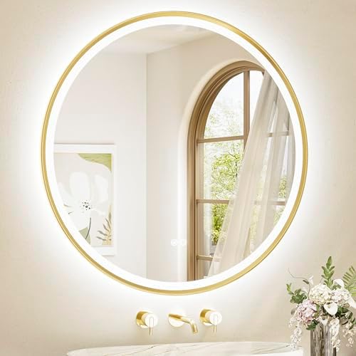 TETOTE Gold Led Round Mirror by TETOTE