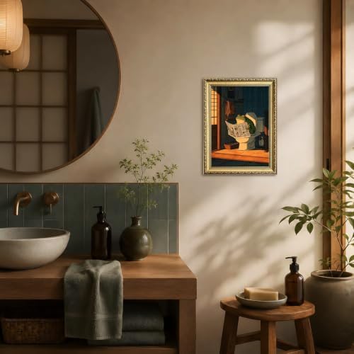 Funny Frog Bathroom Wall Art Cute Japanese Frog on Toilet Reading Newspaper - Image 5