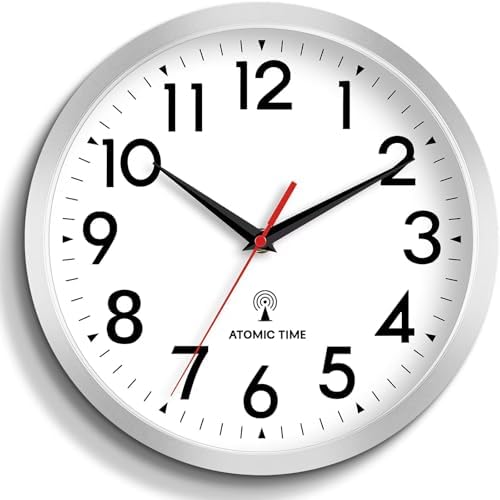 DAXSMY 10 Inch Atomic Wall Clock, Battery Operated Silent Non Ticking by DAXSMY