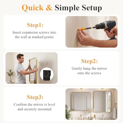 NEWBULIG Bathroom Mirror for Over Sink, 36X36 Inch Wall Vanity Mirror - Image 5