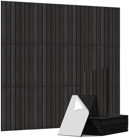 Acoustic Wall Panels, 12 Pack 11.8”x15.7”x0.35”, Rustic Walnut by AUTORIFIC