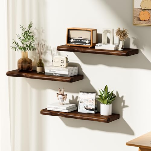 Organic Wavy Edge Floating Shelves, Hidden Brackets, 2 Pack 24 in - Image 2
