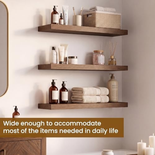 24 Inch Floating Shelves, 6.7" Deep Wall Shelves, Walnut Wall Shelf - Image 4