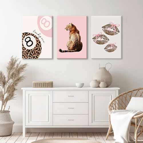 Pink Cheetah Wall Art Decor Leopard Preppy Trendy Canvas Poster Fashion - Image 6