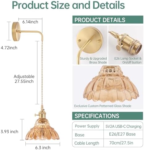 Shenmoyl Battery Operated Wall Sconce Wall Lamp - Image 3