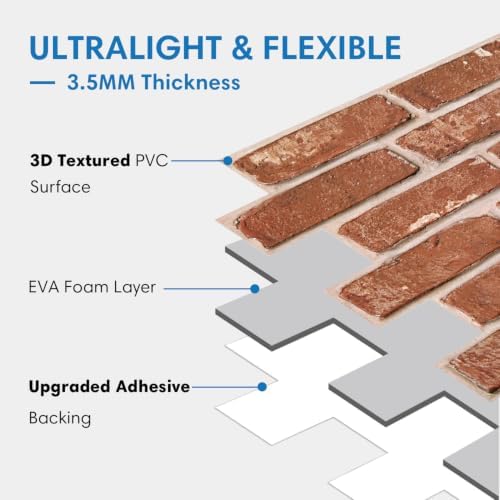 COMSTICKC 3D Faux Brick Peel and Stick Wall Sticker - Image 6