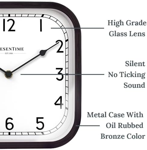 Presentime 10" Anton Vintage Square Clock - Image 2