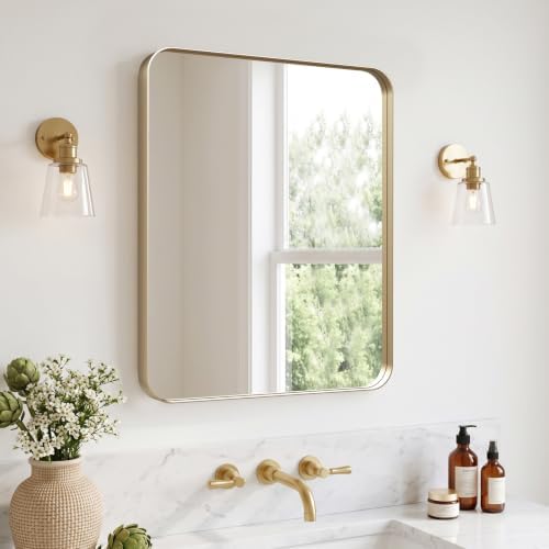 Kosmonia 20x16 Inch Bathroom Vanity Mirror Brushed Champagne Gold by Kosmonia