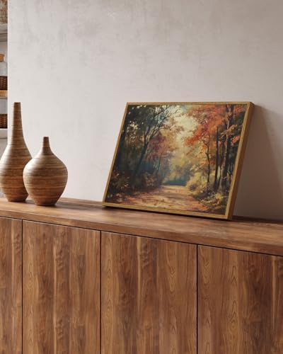 VIYYIEA Vintage Framed Canvas Wall Art, Autumn Forest Art Prints, Rustic Fall - Image 2