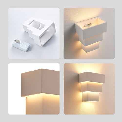 White Wall Sconce, Paintable Plaster Wall Light Fixture - Image 6