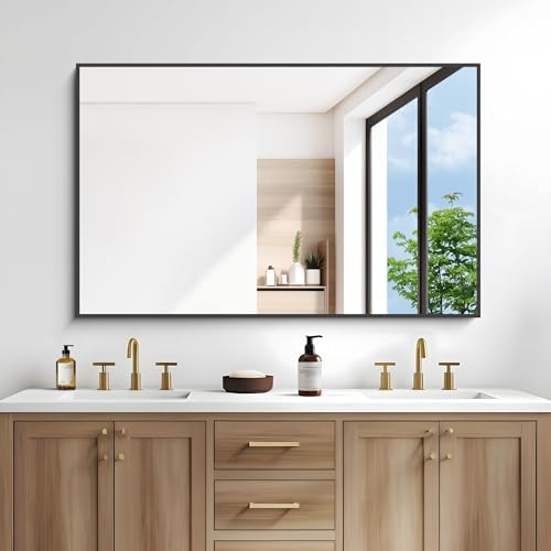 DESBING Black Bathroom Mirror for Wall, 55x36 Inch Rectangle Mirrors - Image 2