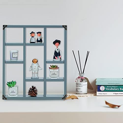 17.7x15.7-Inch Shadow Box Shelf 9-Slot Rustic Floating Shelves Larger Wall - Image 2