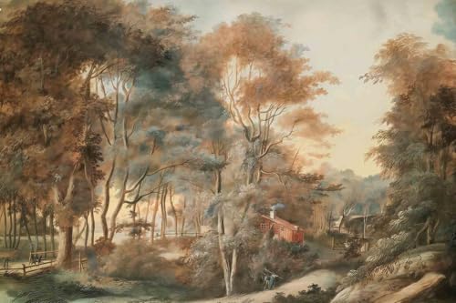 Forest Mural Wallpaper Peel and Stick Vintage Cottage Woodland Lanscape - Image 3